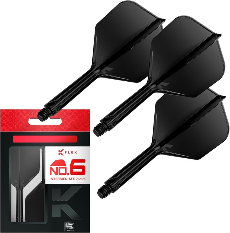 Target Darts أجنحة وعمود دارت مدمجة K Flex، رقم 6 | عبوة من 3 K-Flex - رقم 6، Kflex جميعها في واحدة أجنحة دارت مصبوبة وأطوال العمود: قصير، متوسط وطويل | ملحقات دارت احترافية - Image 1